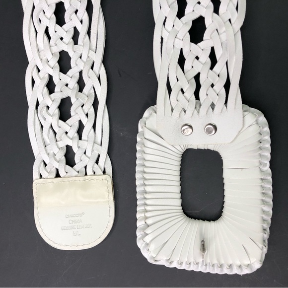 CHICO'S Women's Y2K Braided Genuine Leather Belt Sz M L 44" Long Pin Buckle Boho - Picture 9 of 9